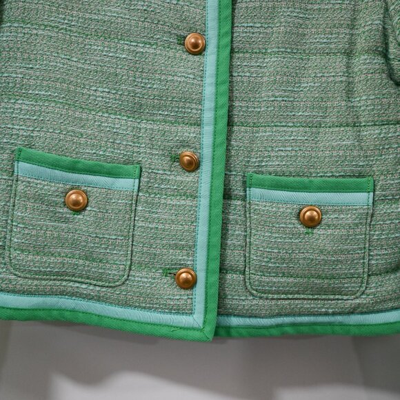 J. Crew Size 6 Green Tweed Classic Jacket with Gold Buttons NWOT - Picture 3 of 7